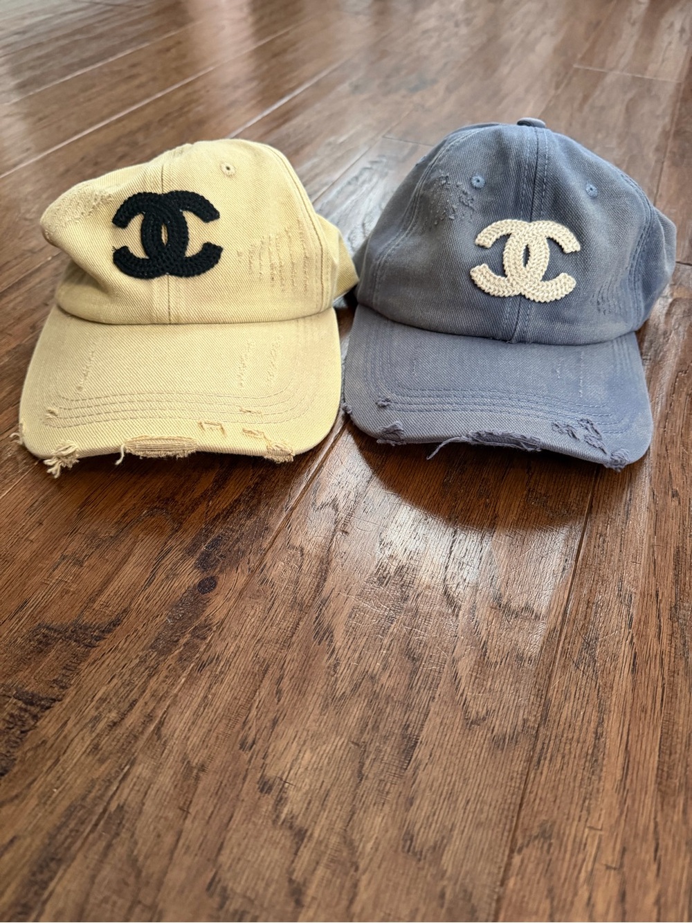 Chanel Women's Distressed Logo Baseball Cap - Yellow & Gray